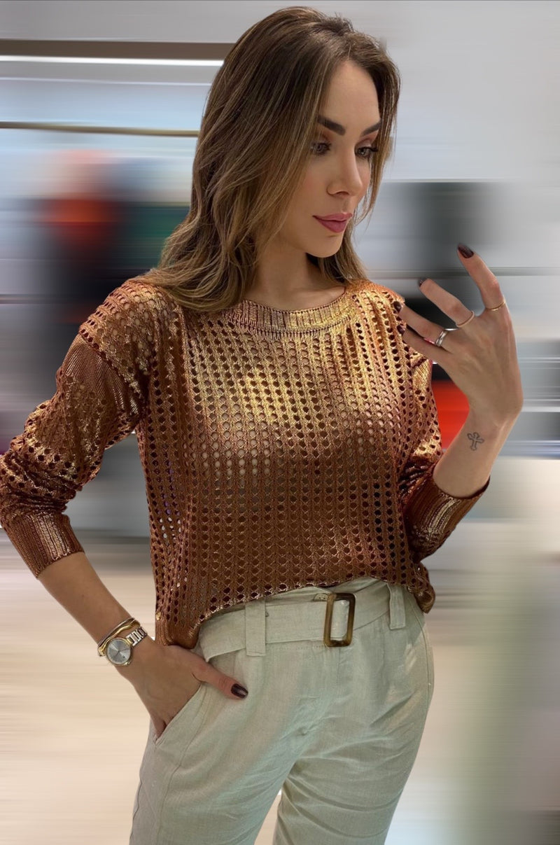 Blusa telada em tricô foil