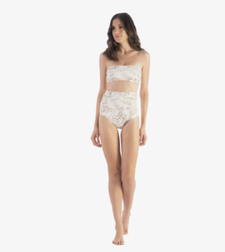 Biquini top tomara-que-caia e calcinha hot pant Seashell