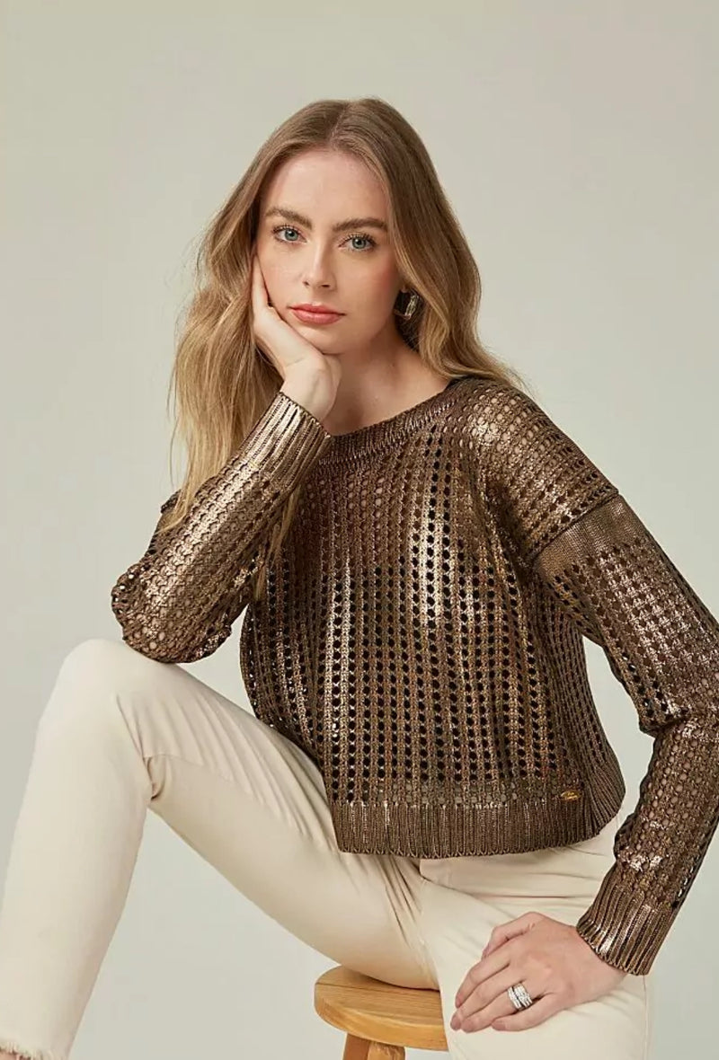 Blusa telada em tricô foil